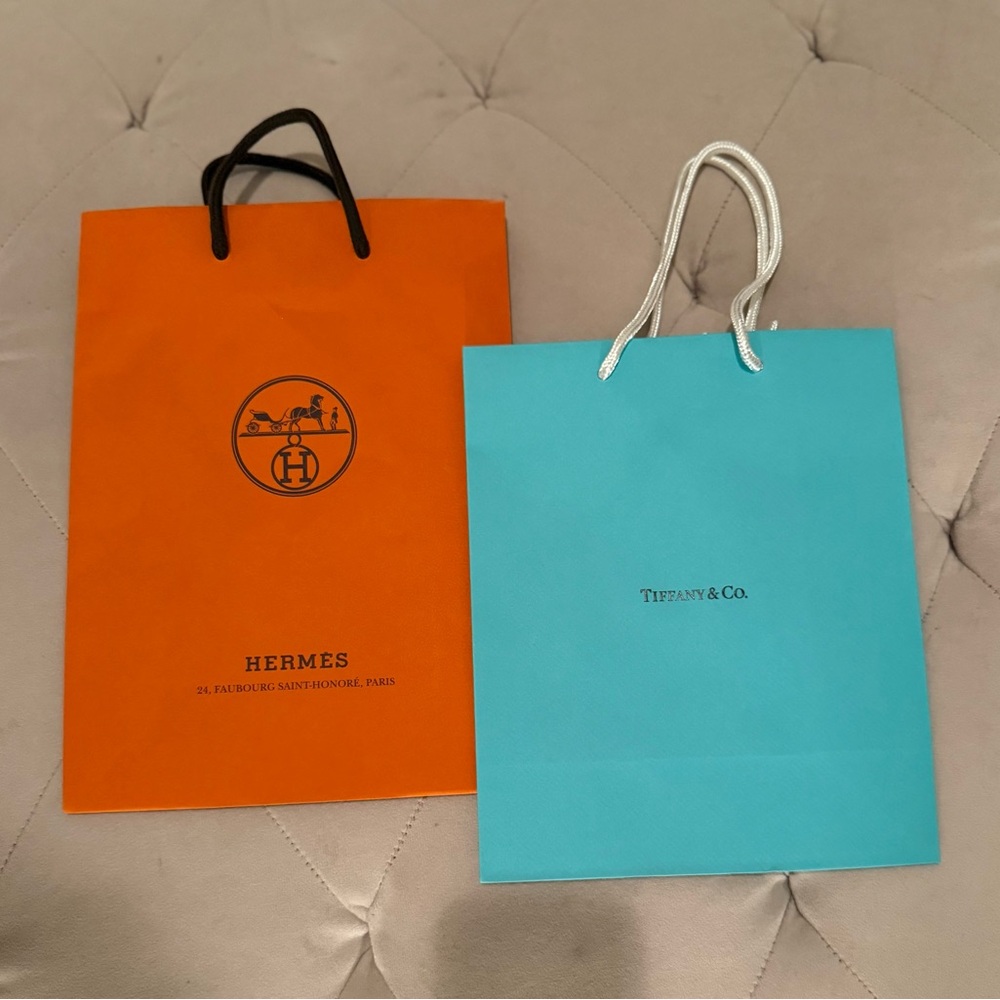Hermès Orange and Tiffany & Co. Blue Gift Bags